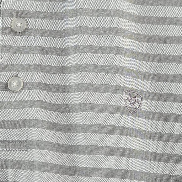 Ariat Tek Polo Shirt Mens 2XL XXL Gray Striped Heat Series Performance Stretch - Picture 6 of 11